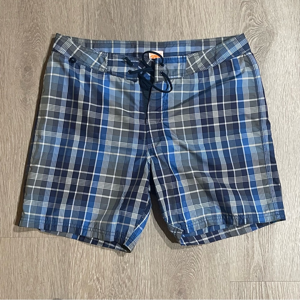 Sundek Blue Plaid Board Shorts